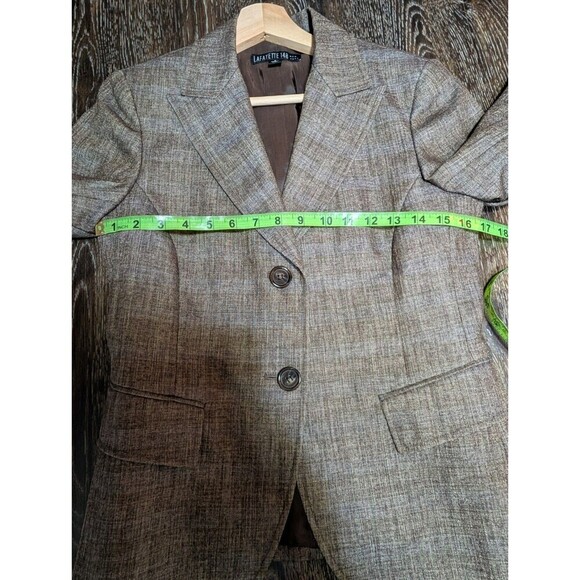 Lafayette 148 Blazer Size 2 Wool Plaid Houndstooth Academia - Picture 7 of 8